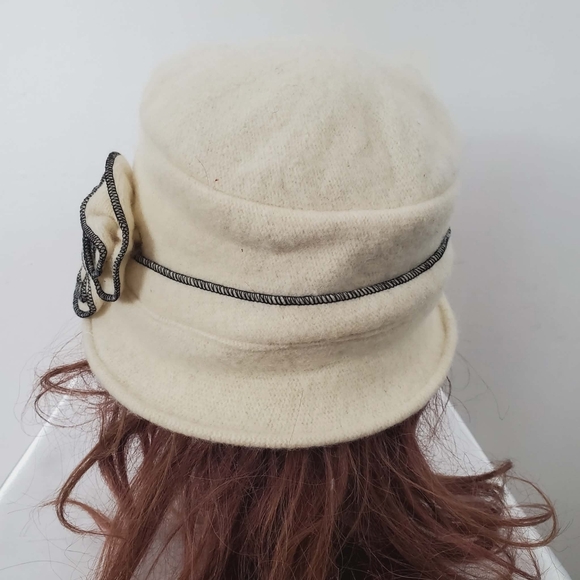 NWT- Vintage Handmade 100% Wool Felt Cloche Hat -Style Winter Retro Hat - Picture 4 of 7